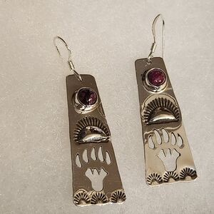 Purple Spiney Silver Earrings